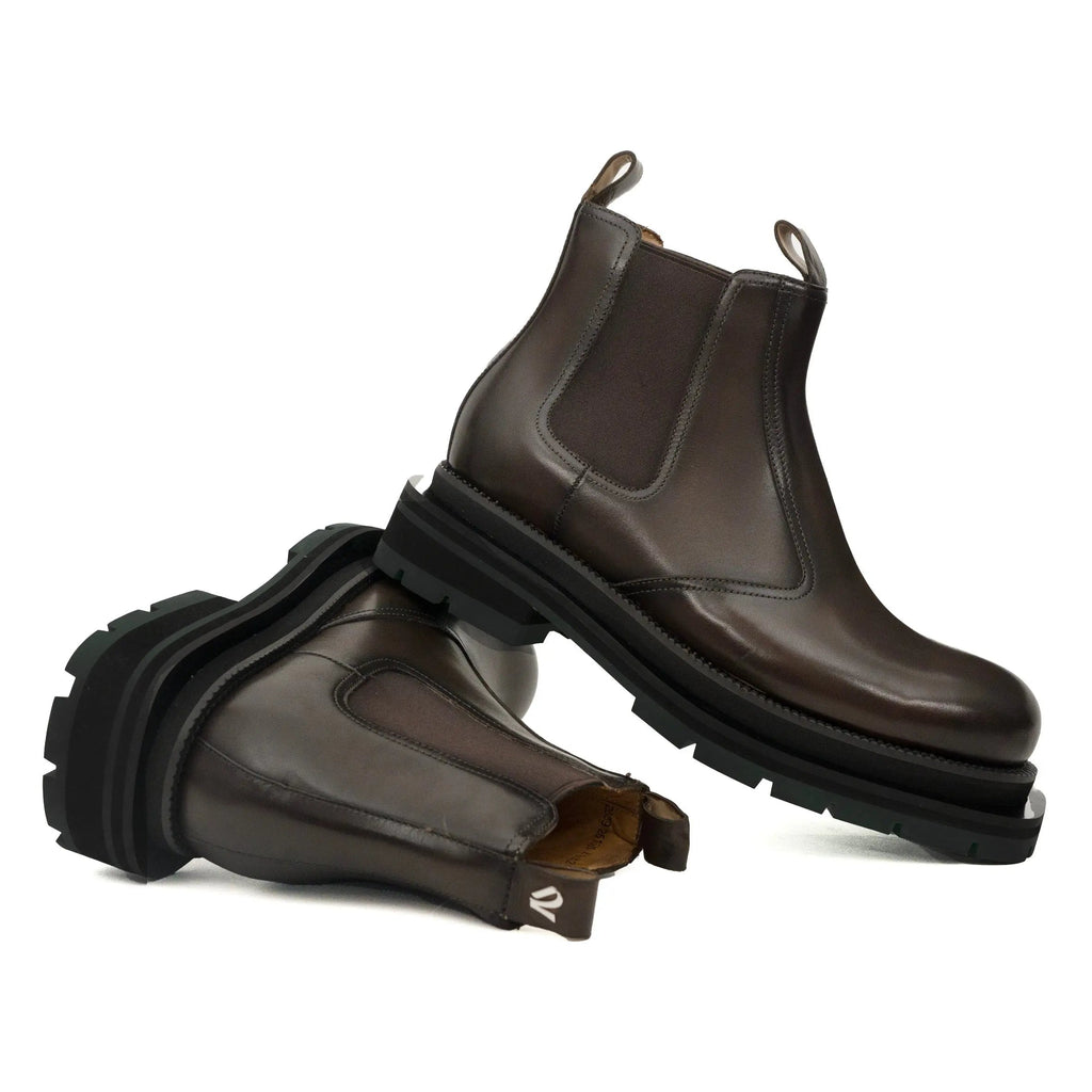 Coffee Chelsea Green Lug Boots DIVINCH