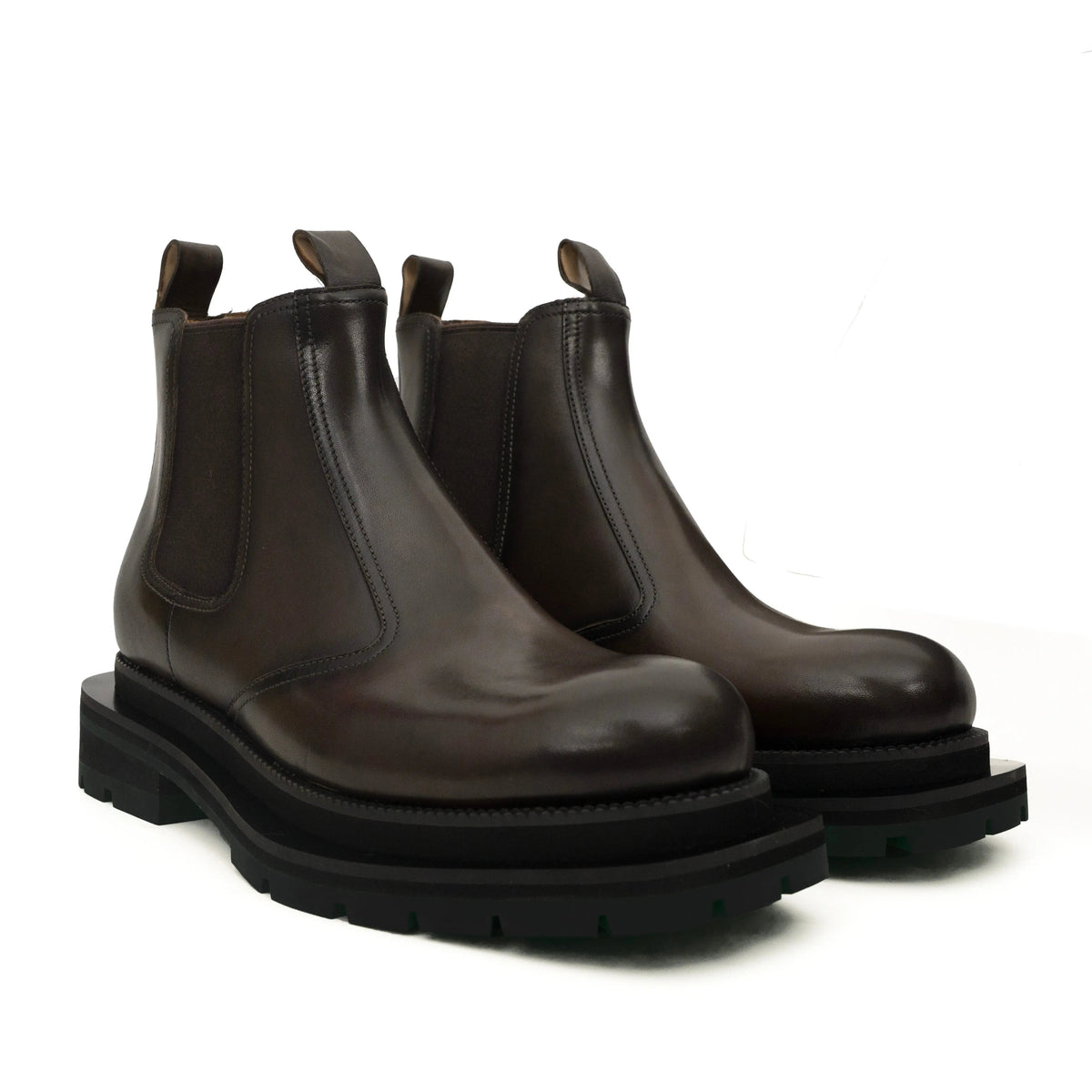 Coffee Chelsea Green Lug Boots DIVINCH