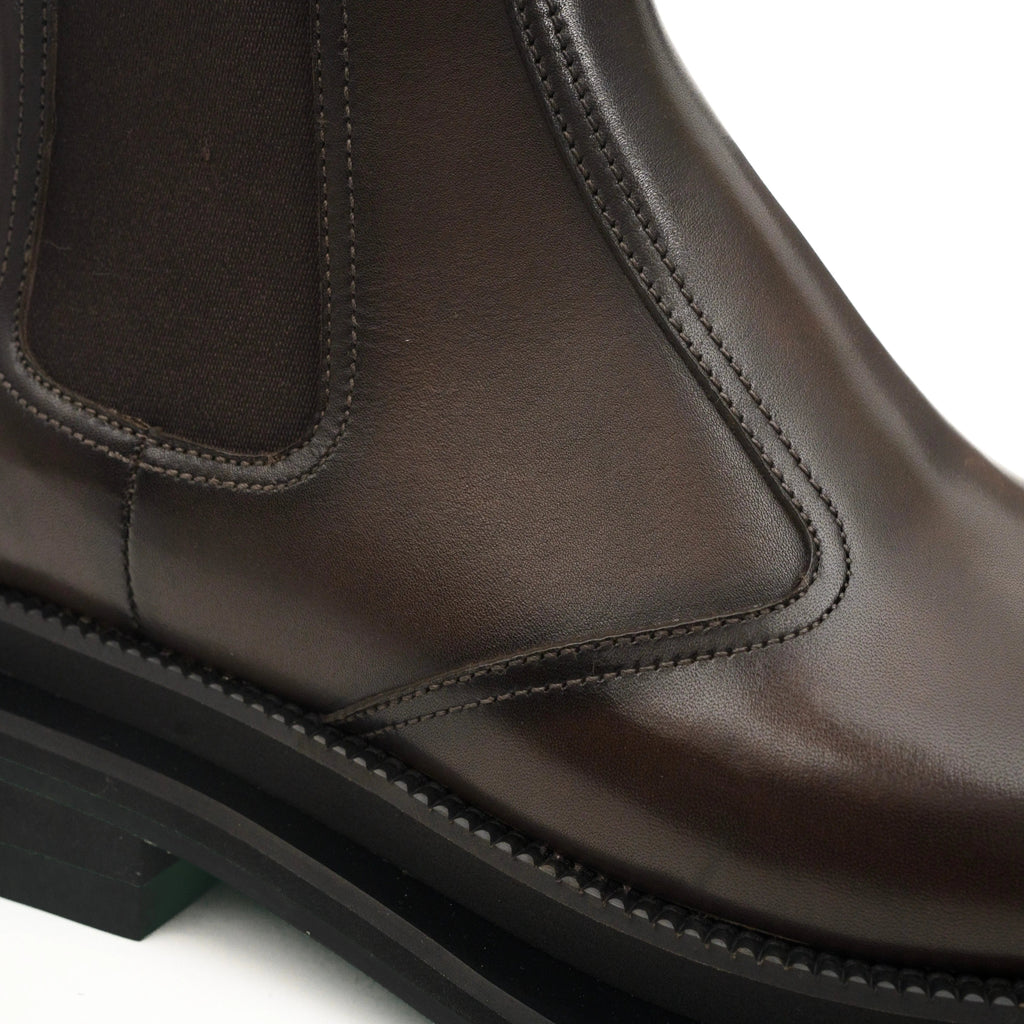 Coffee Chelsea Green Lug Boots DIVINCH