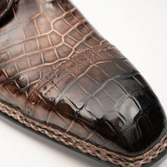 Coffee Crocodile Derby Shoes Goodyear Norwegian 8019 DIVINCH