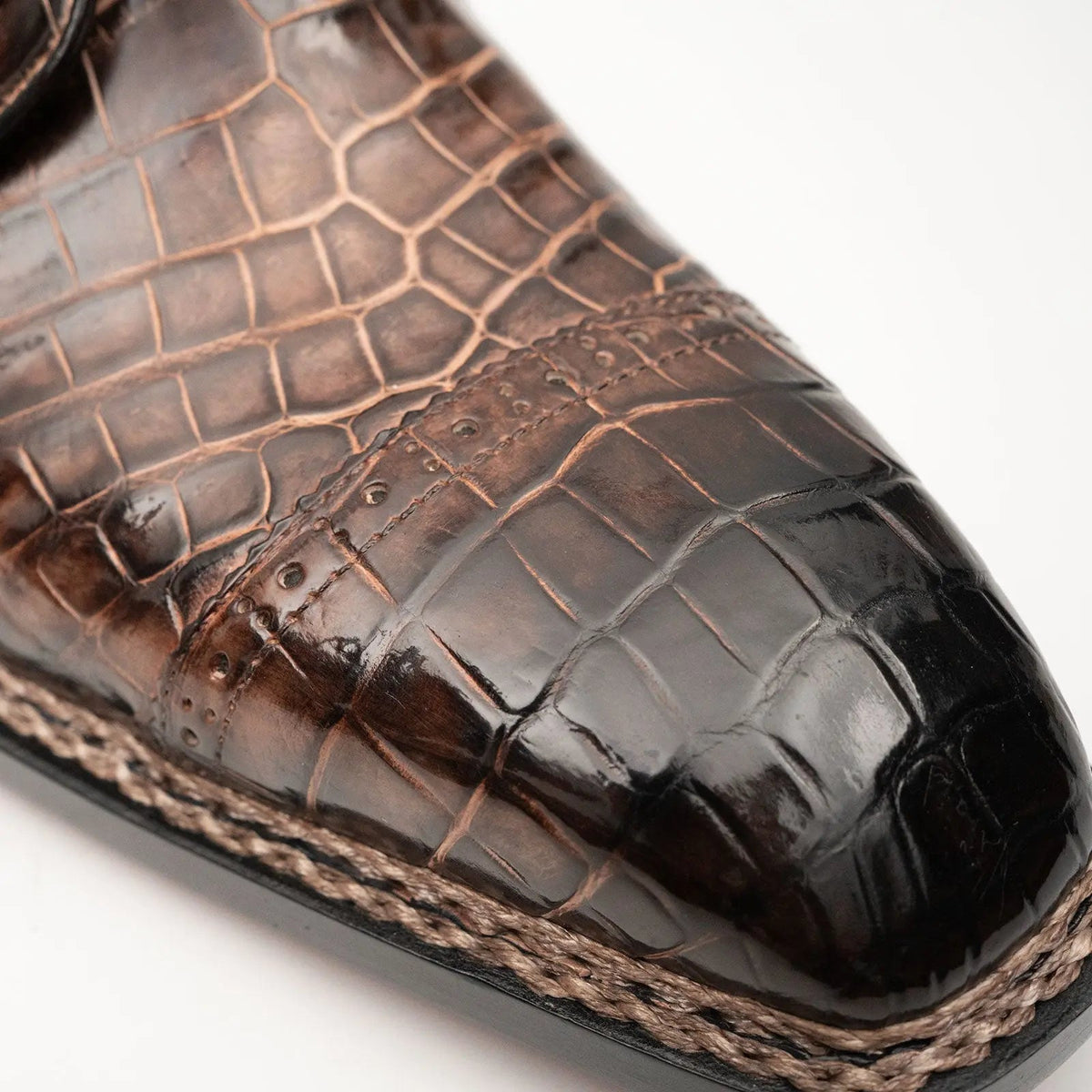 Coffee Crocodile Derby Shoes Goodyear Norwegian 8019 DIVINCH