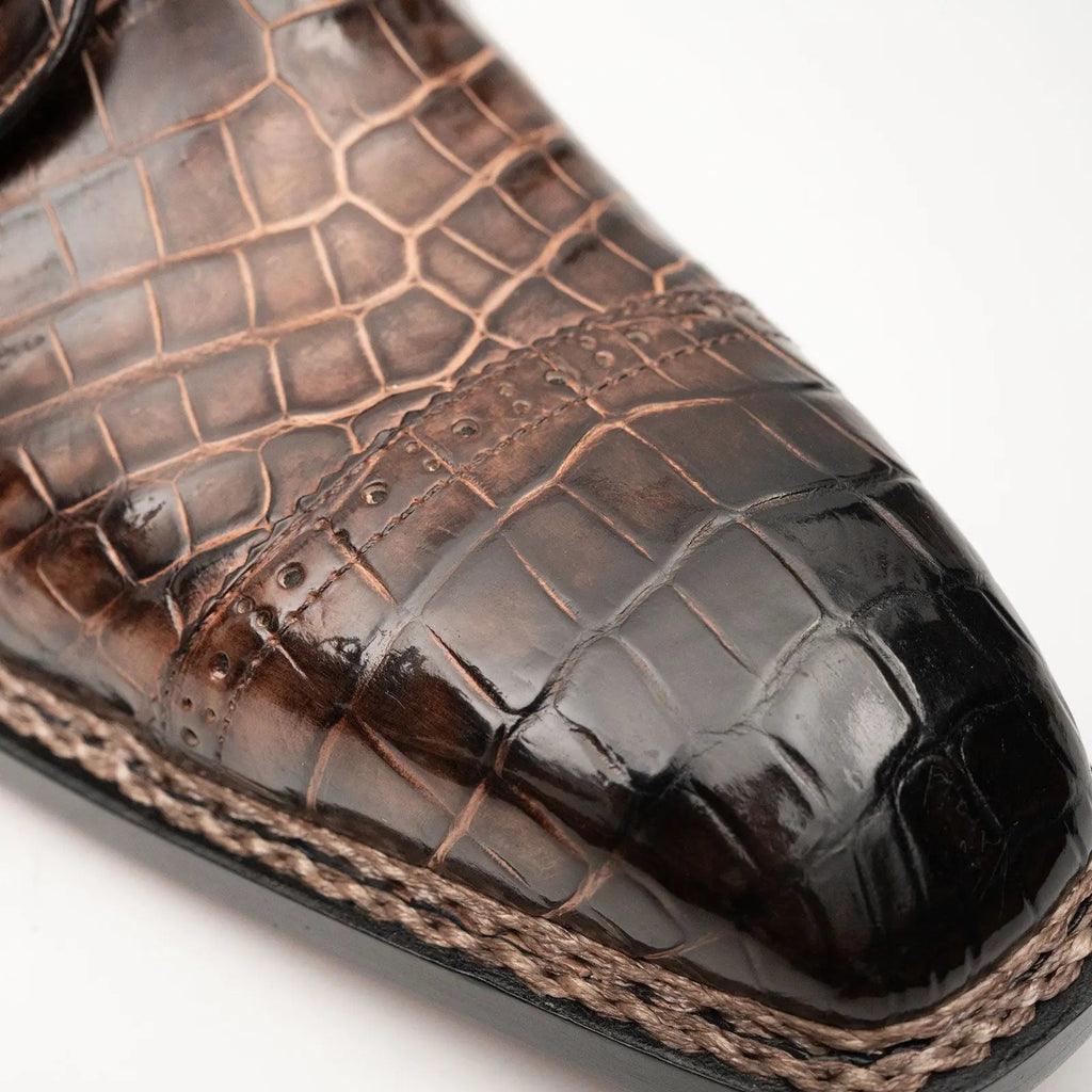 Coffee Crocodile Derby Shoes Goodyear Norwegian 8019 DIVINCH