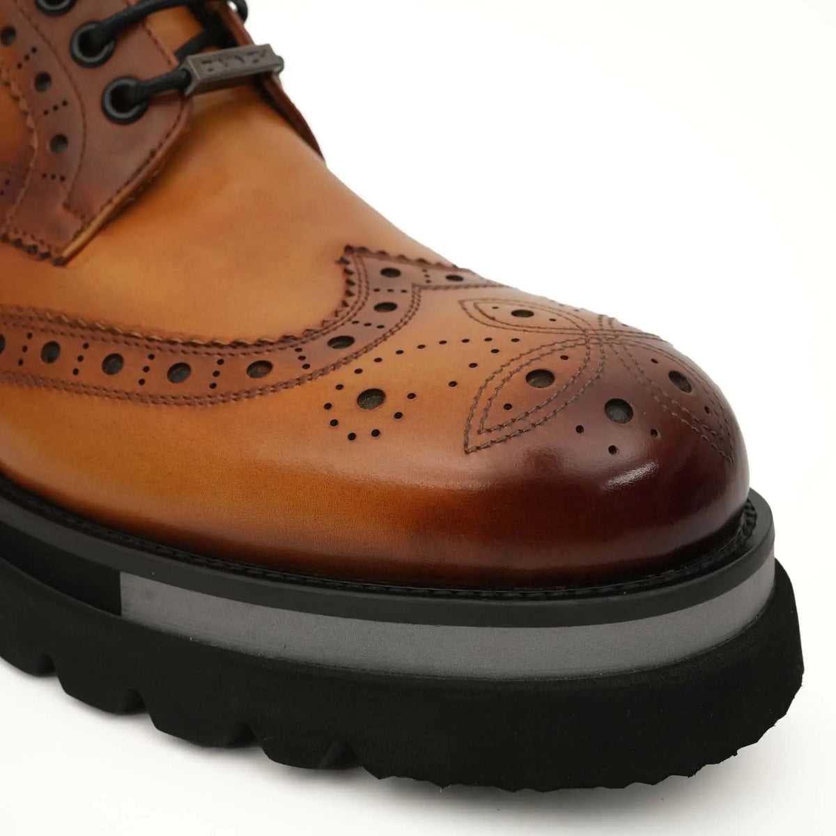 Cognac Brogue Lace-Up Ankle Boots DIVINCH