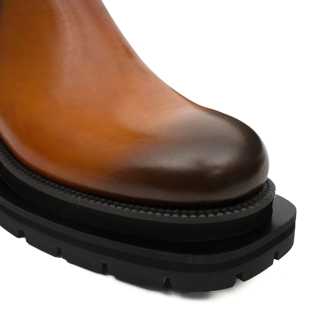 Cognac Buckle Zip Ankle Boots DIVINCH