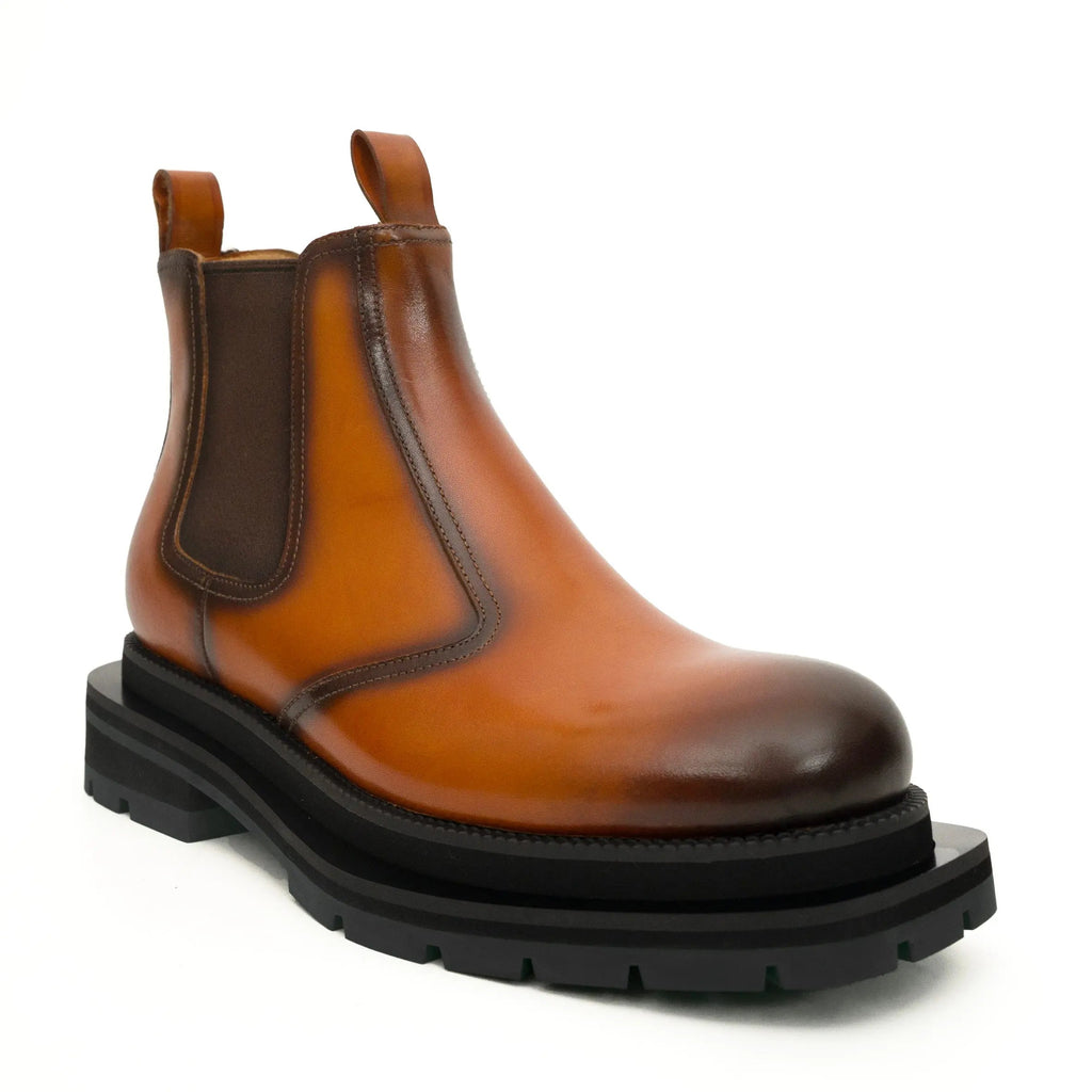 Cognac Burnished Chelsea Boots DIVINCH