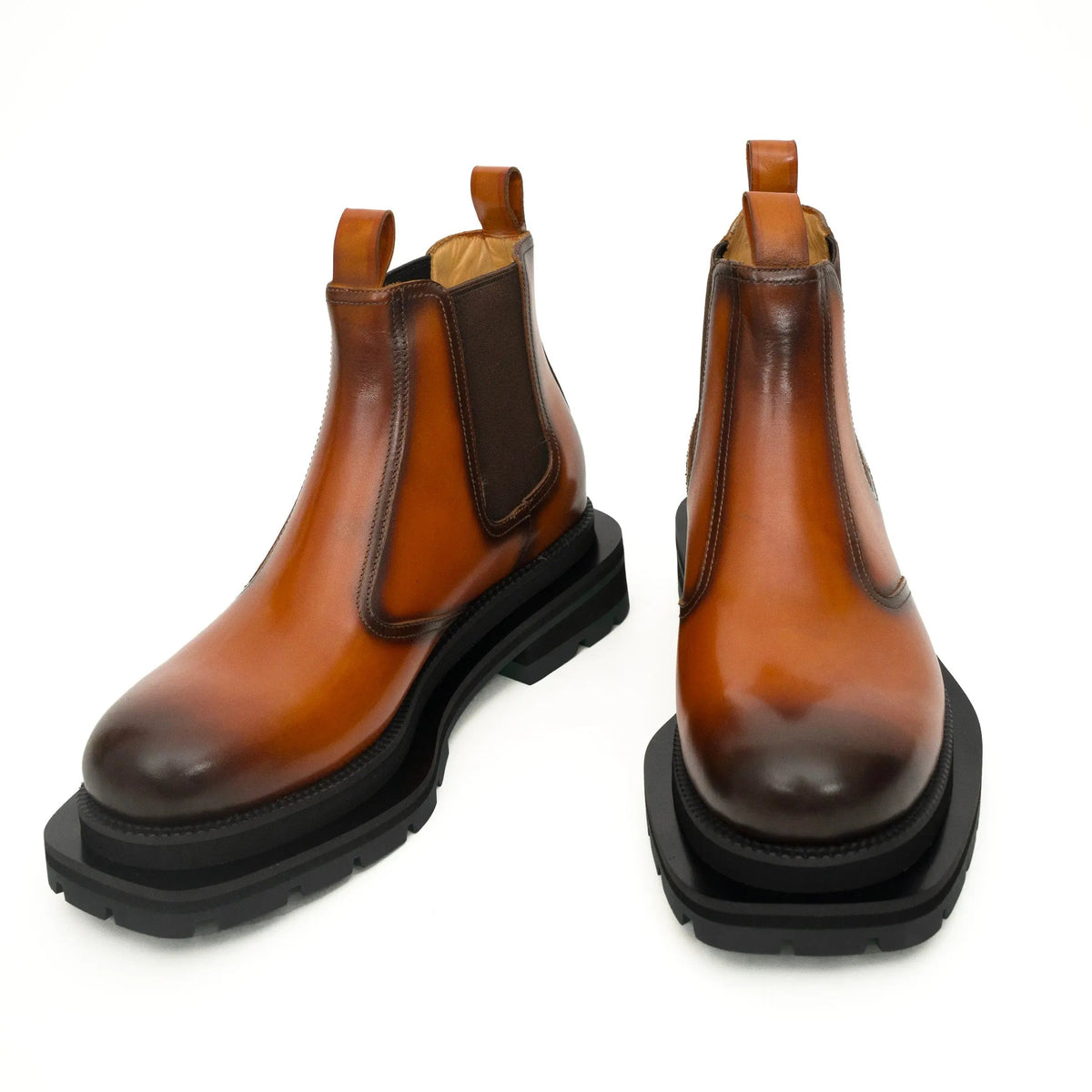 Cognac Burnished Chelsea Boots DIVINCH