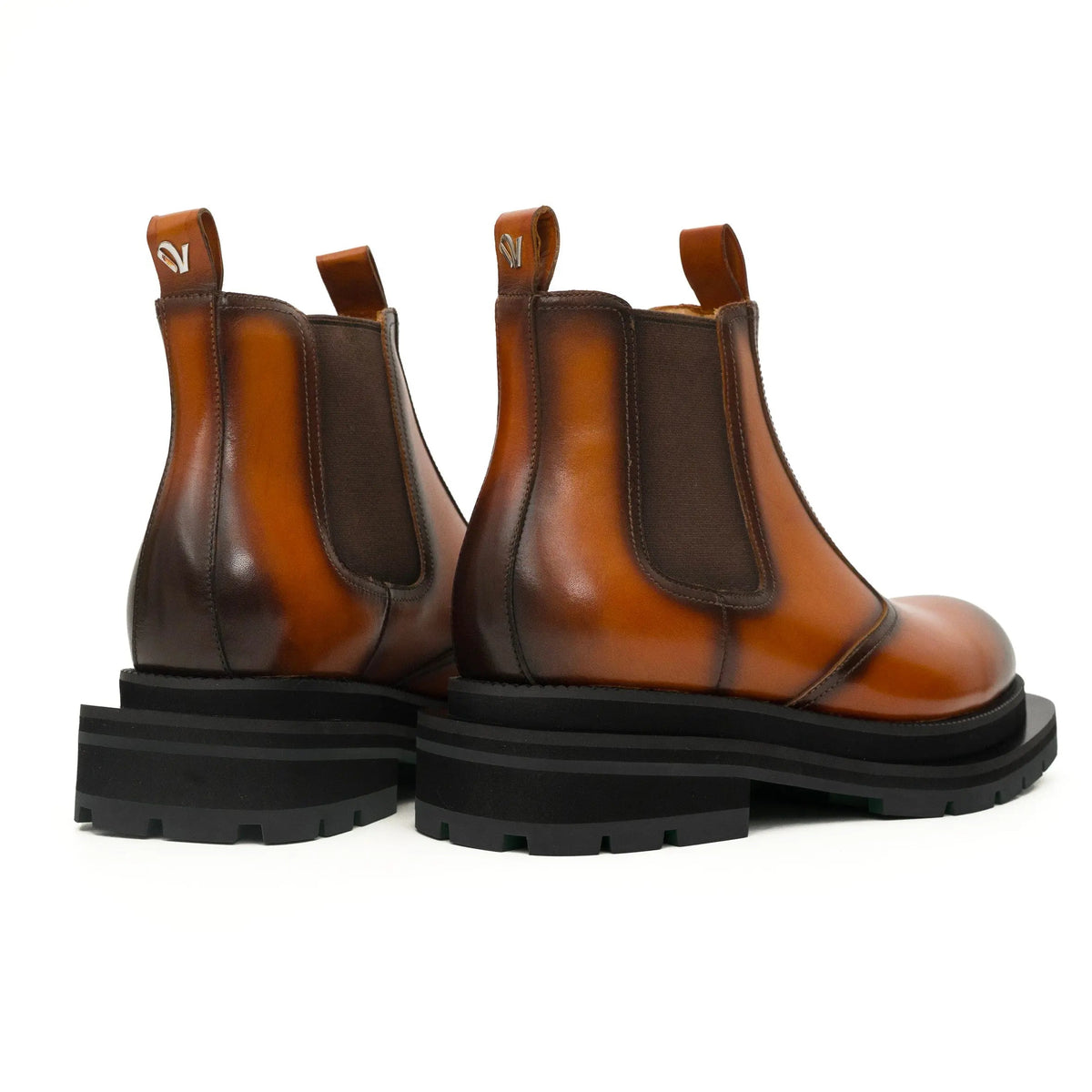 Cognac Burnished Chelsea Boots DIVINCH