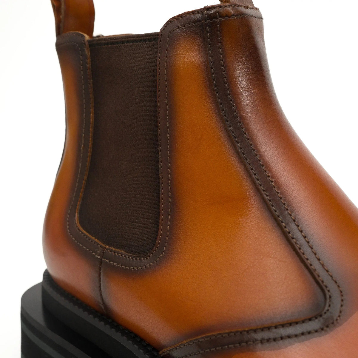 Cognac Burnished Chelsea Boots DIVINCH