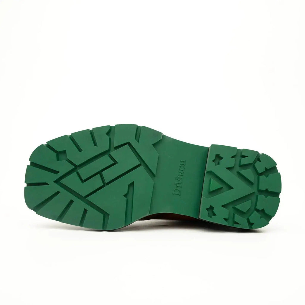 Cognac Chelsea Boots Green Lug Sole DIVINCH