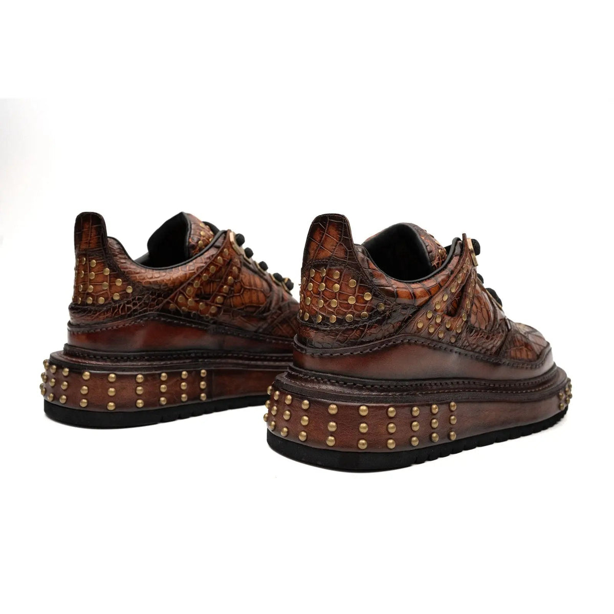 Brown Studded Textured Platform Sneaker