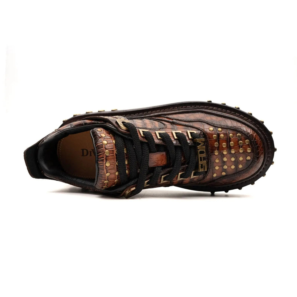 Brown Studded Textured Platform Sneaker