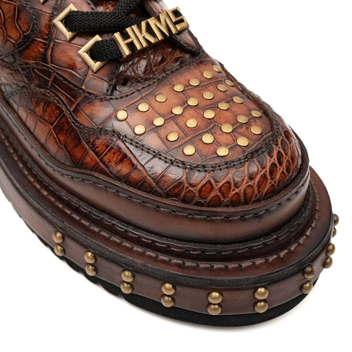 Brown Studded Textured Platform Sneaker
