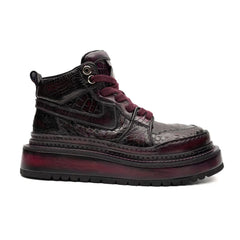 Crocodile Leather High Top Platform Boots Divinch
