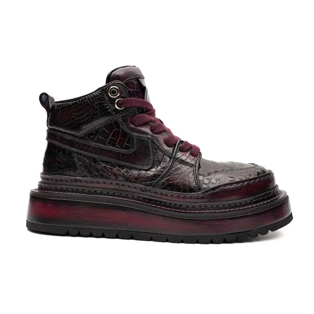 Crocodile Leather High Top Platform Boots Divinch