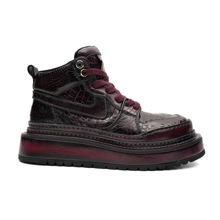 Crocodile Leather High Top Platform Boots Divinch