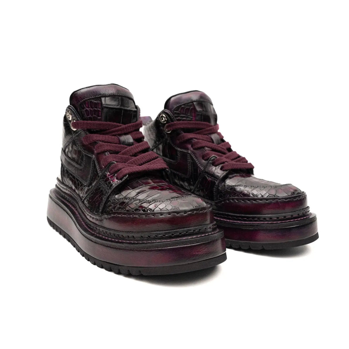 Crocodile Leather High Top Platform Boots Divinch