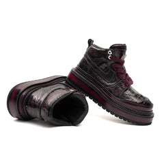 Crocodile Leather High Top Platform Boots Divinch