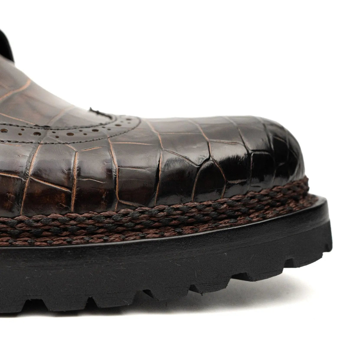 Dark Brown-Black Textured Lug Sole Derby Shoe