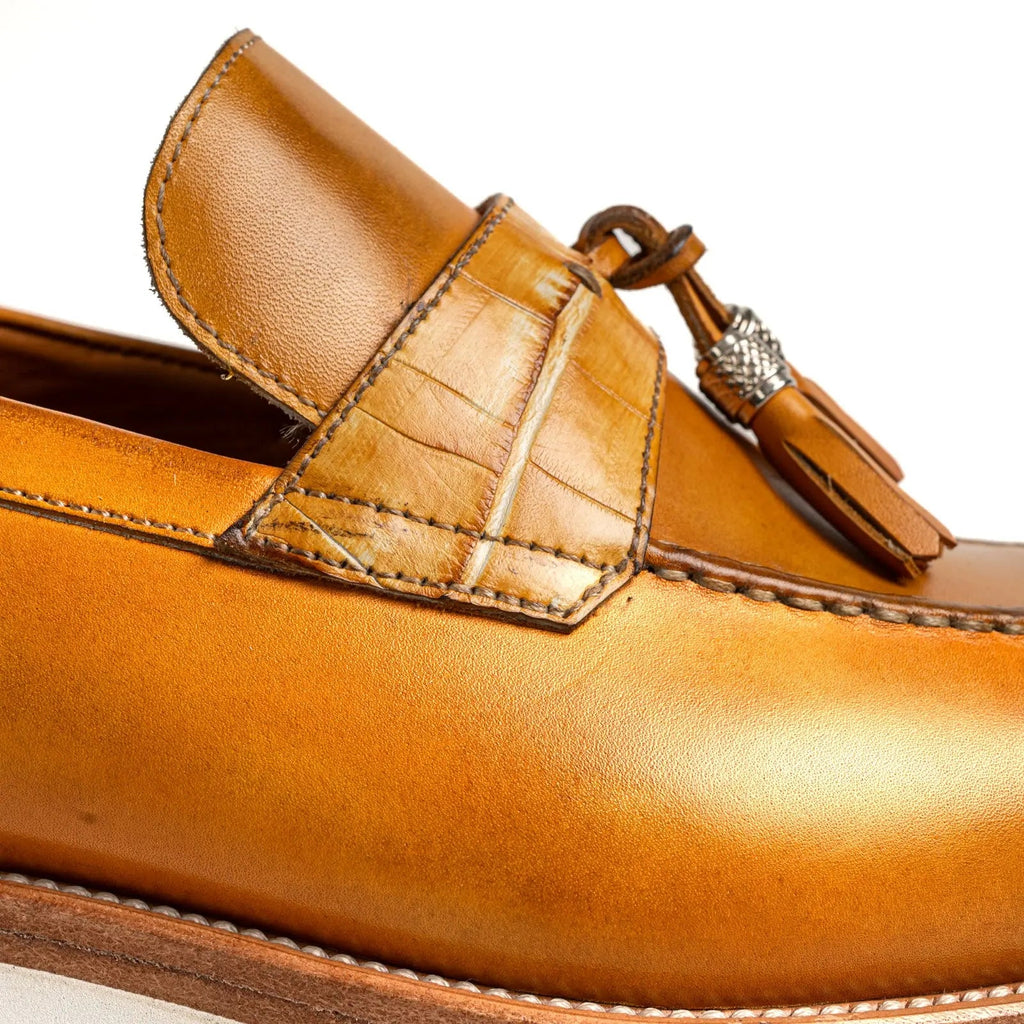 Crocodile Leather Tassel XL Loafers Antique Cognac Divinch