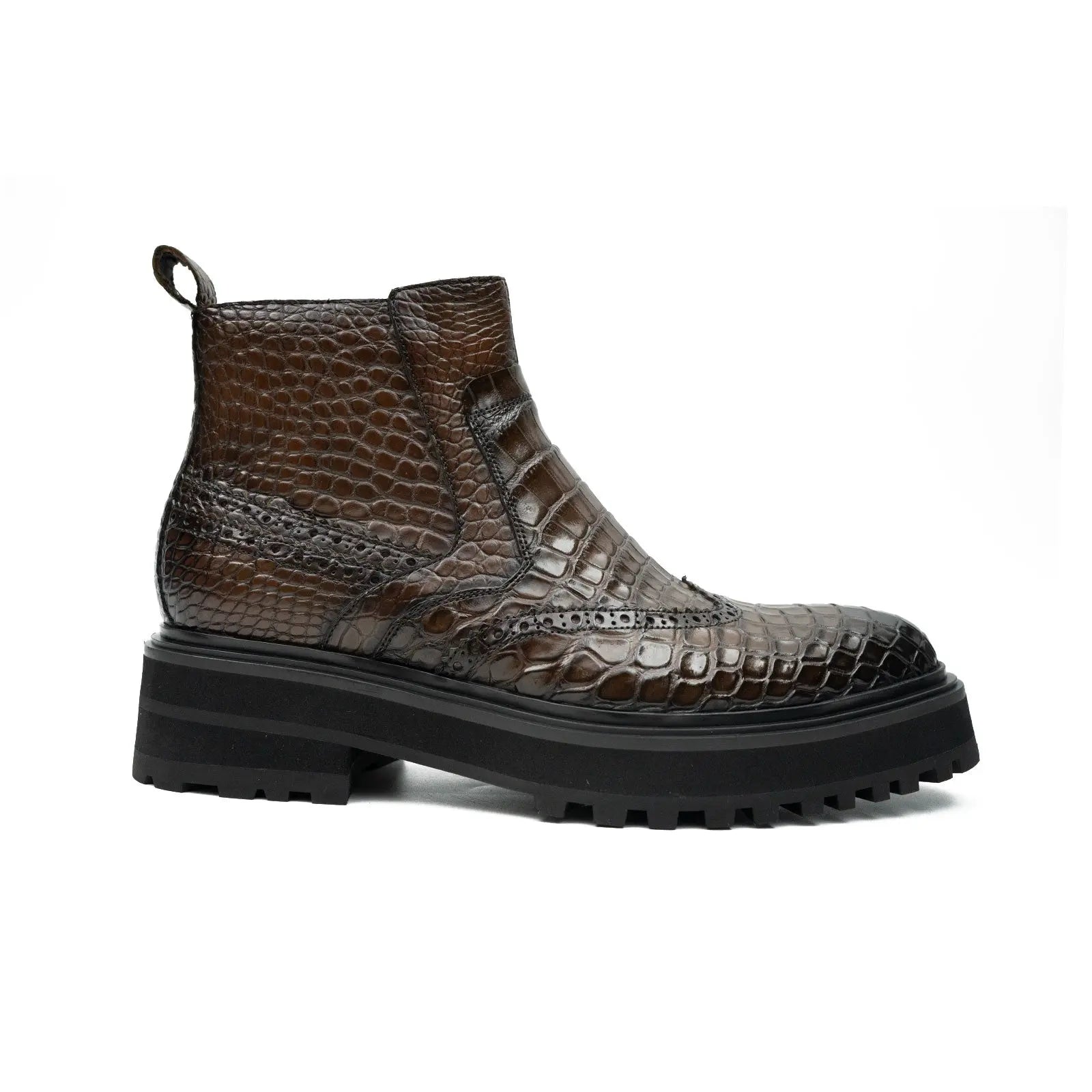 Crocodile - Skin Chelsea Boots with Chunky Sole DIVINCH