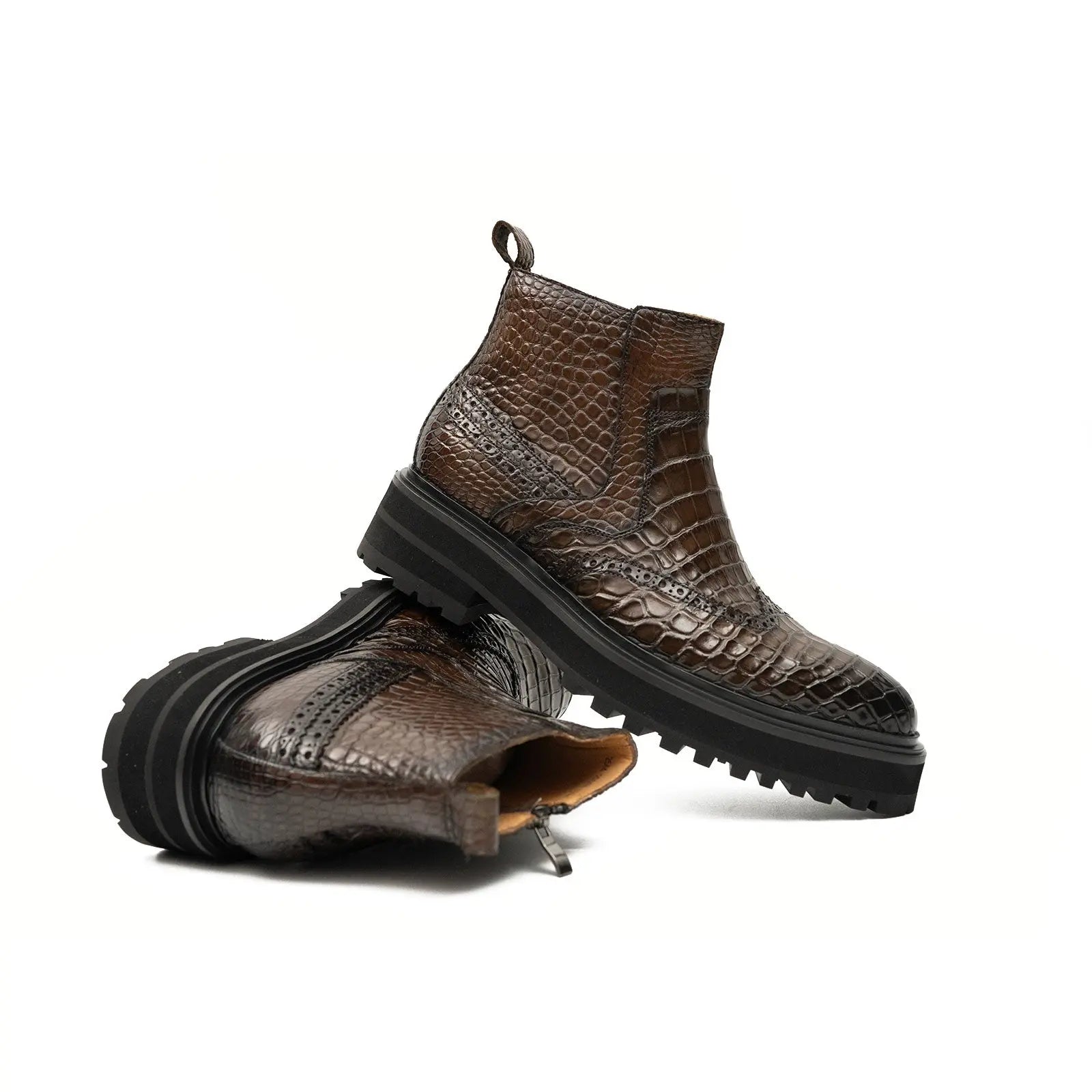 Crocodile - Skin Chelsea Boots with Chunky Sole DIVINCH