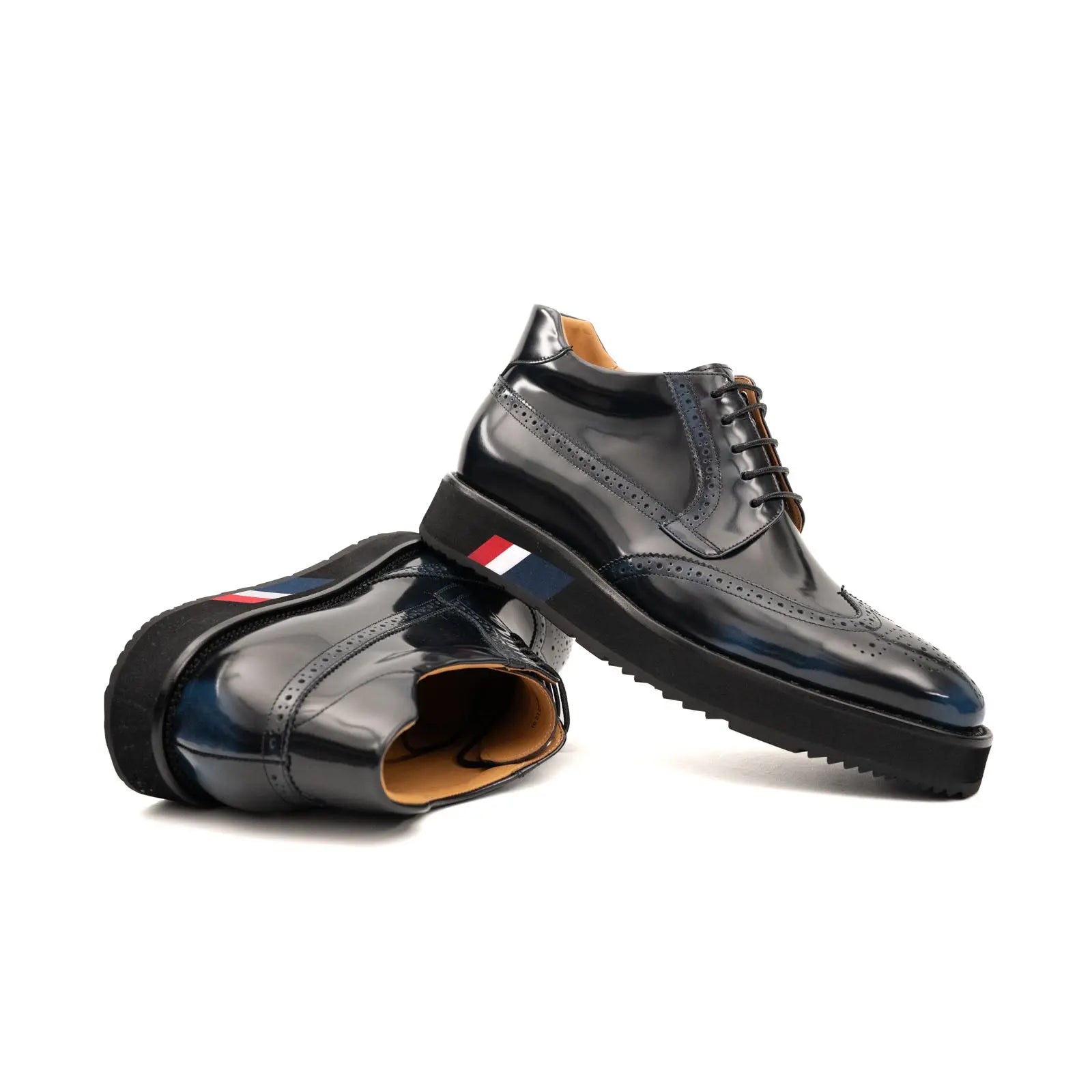 DIVINCH Navy Patent Brogue Bootie DIVINCH