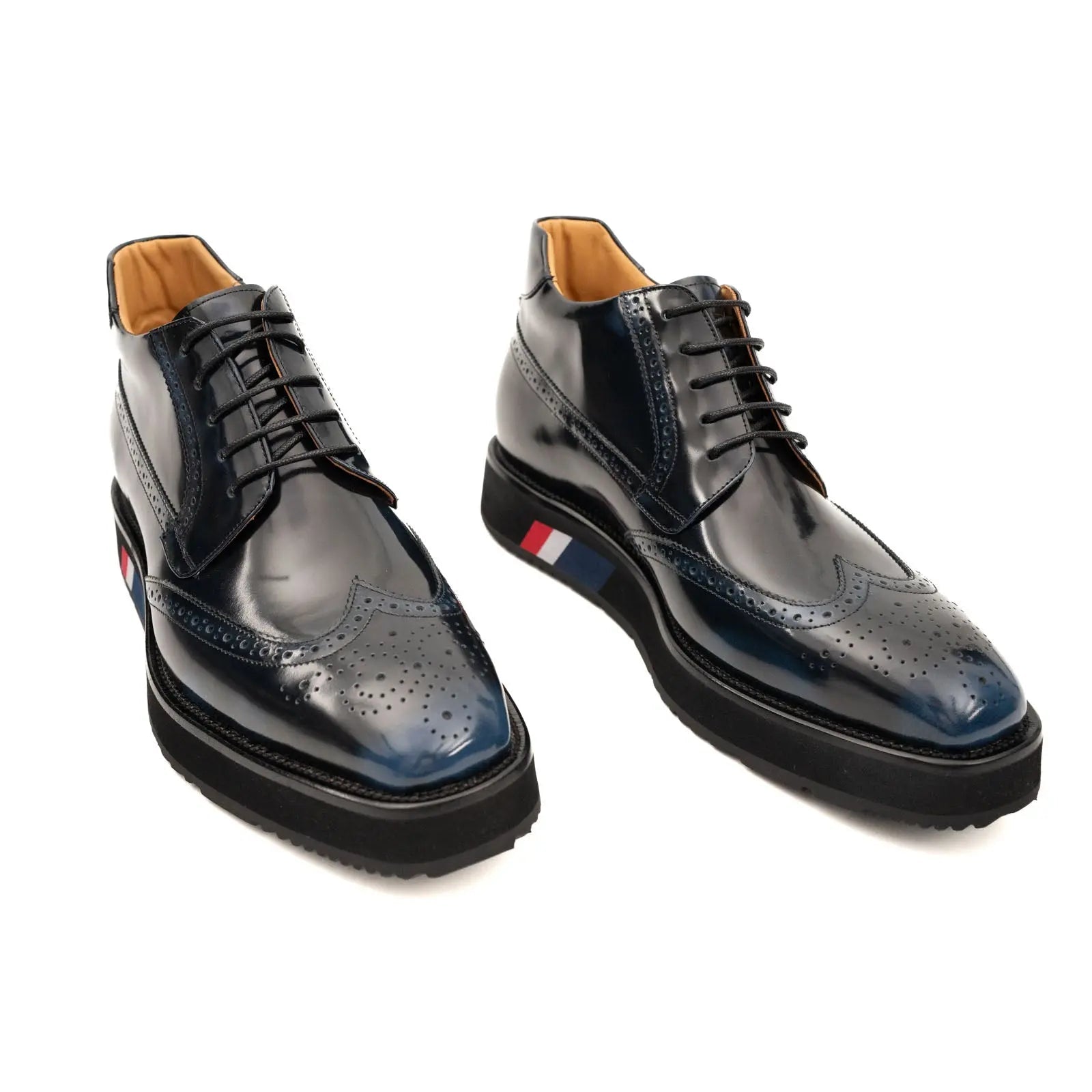 DIVINCH Navy Patent Brogue Bootie DIVINCH