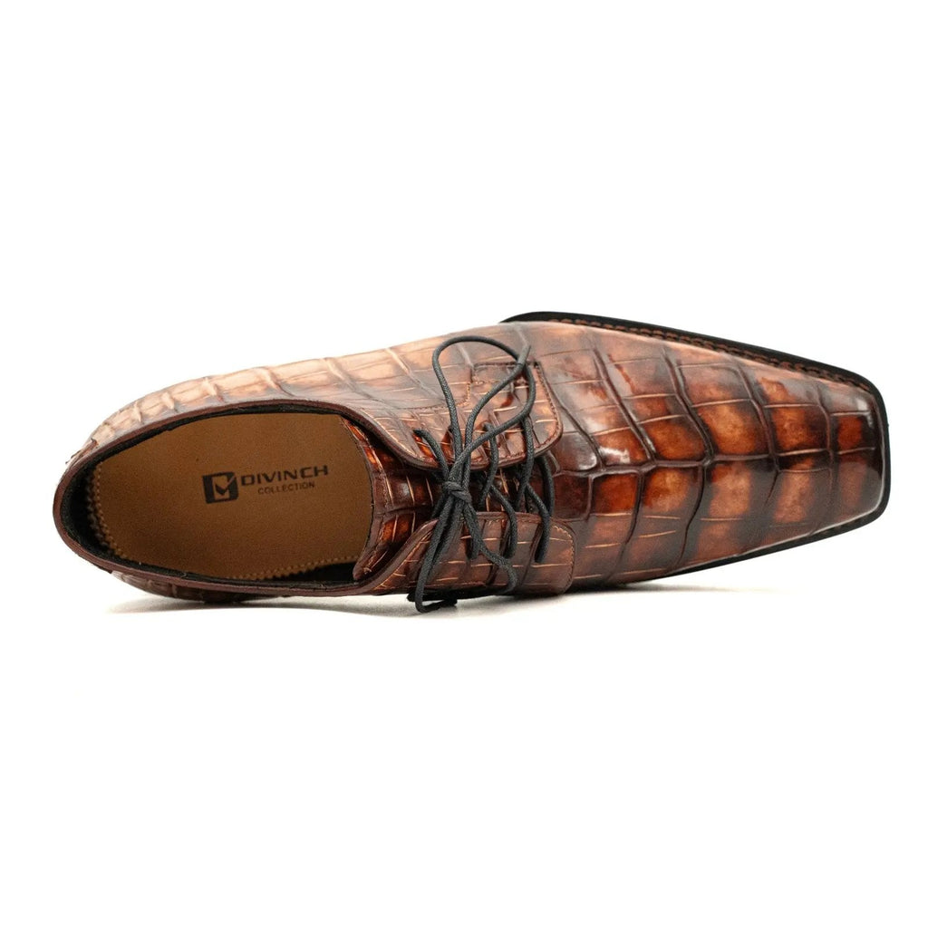 Orange-Brown and Black Textured Derby Shoe