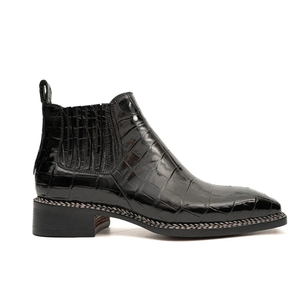 Black Textured Chelsea Ankle Boot