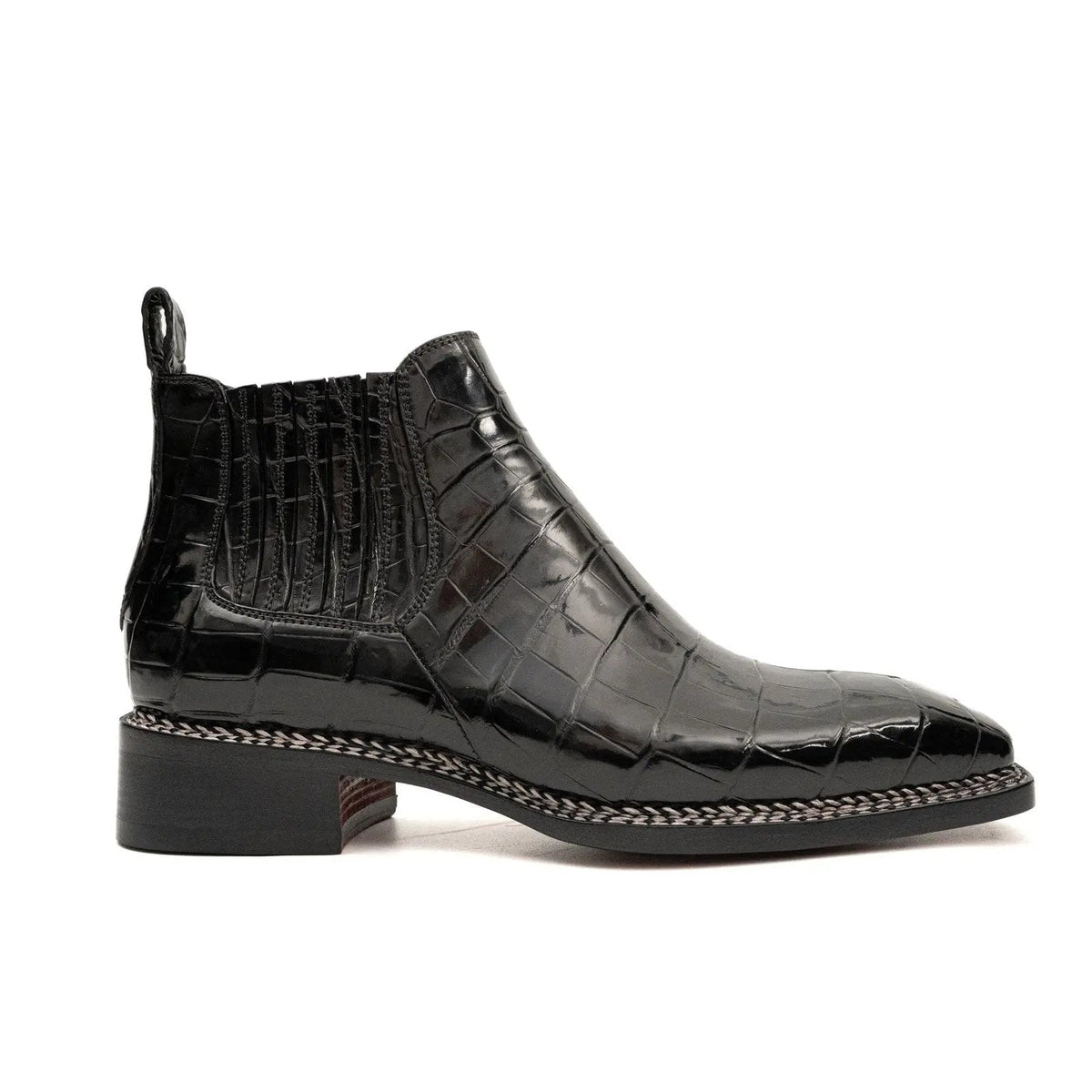 Black Textured Chelsea Ankle Boot
