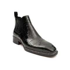 Black Crocodile Leather Chelsea Boots