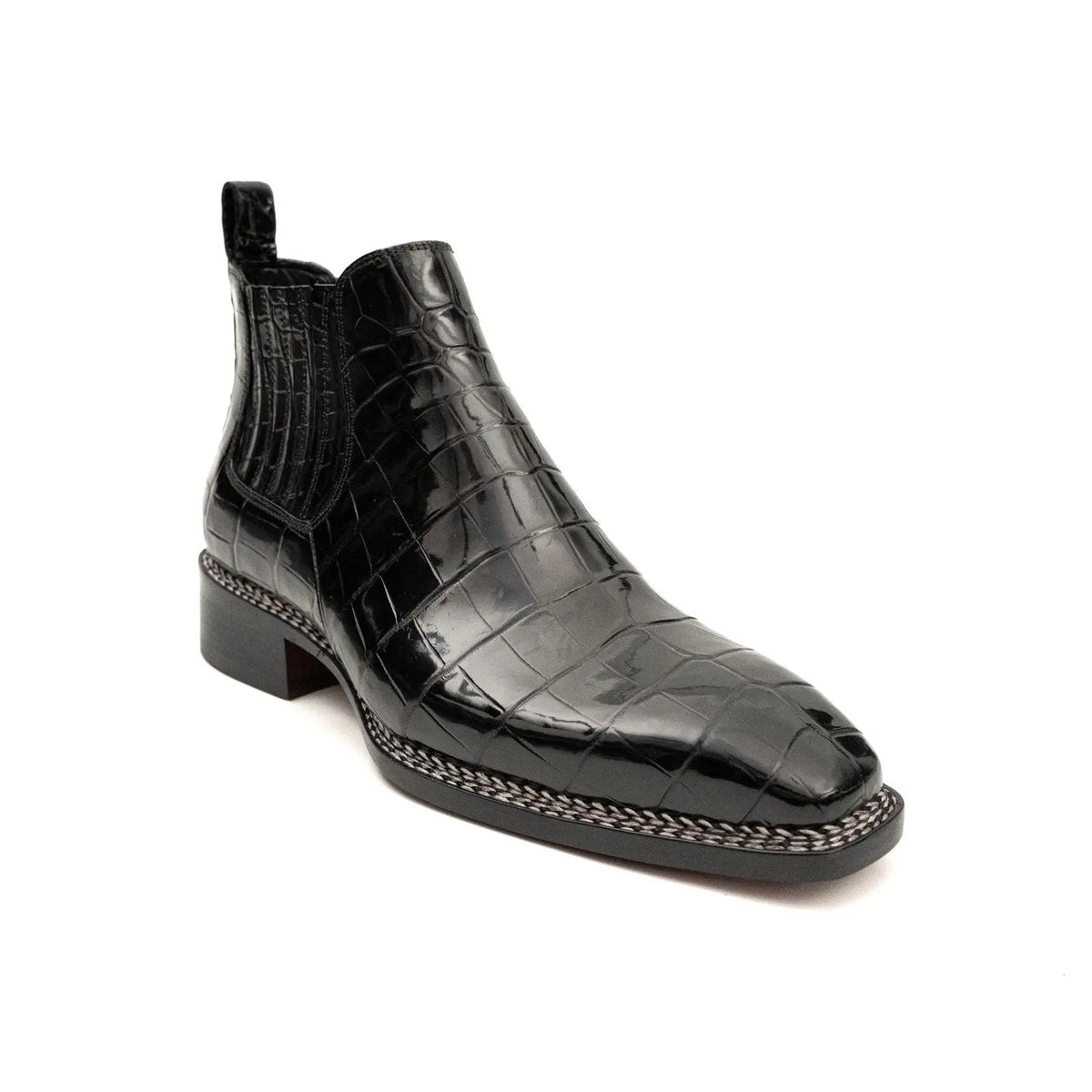 Black Textured Chelsea Ankle Boot