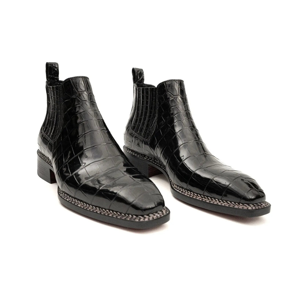 Black Textured Chelsea Ankle Boot