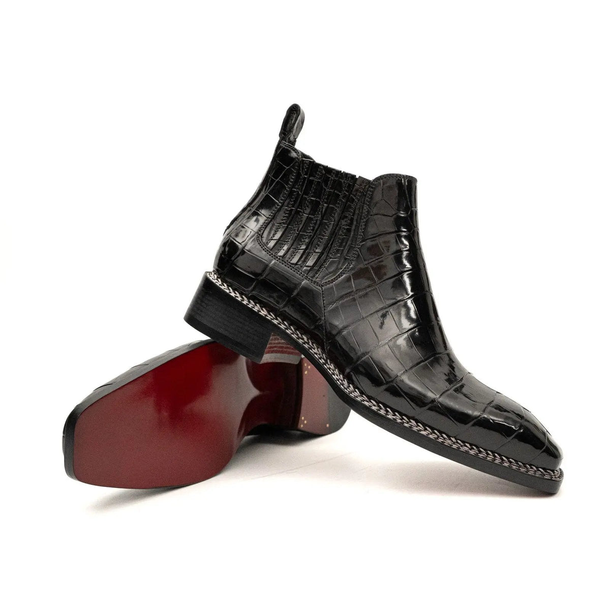 Black Textured Chelsea Ankle Boot