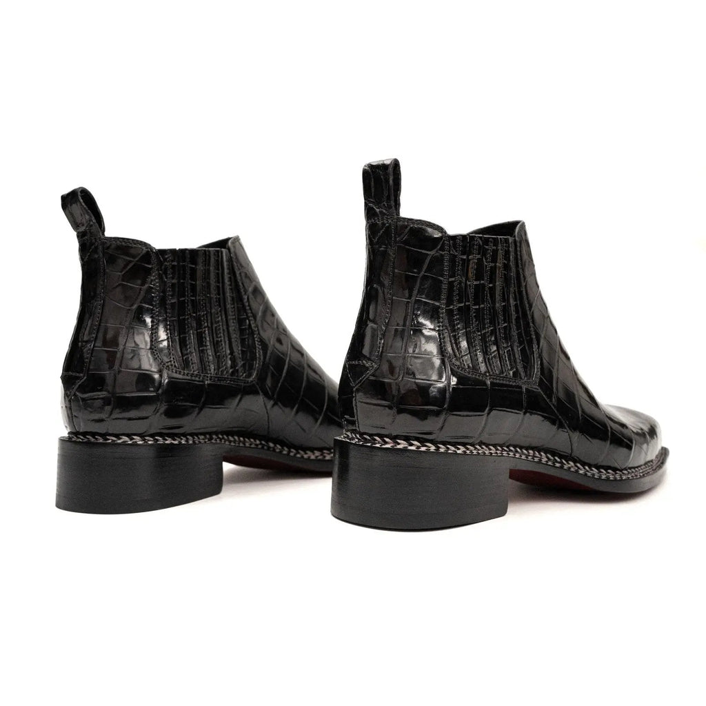 Black Textured Chelsea Ankle Boot