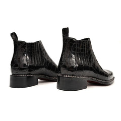 Black Crocodile Leather Chelsea Boots