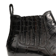 Black Crocodile Leather Chelsea Boots