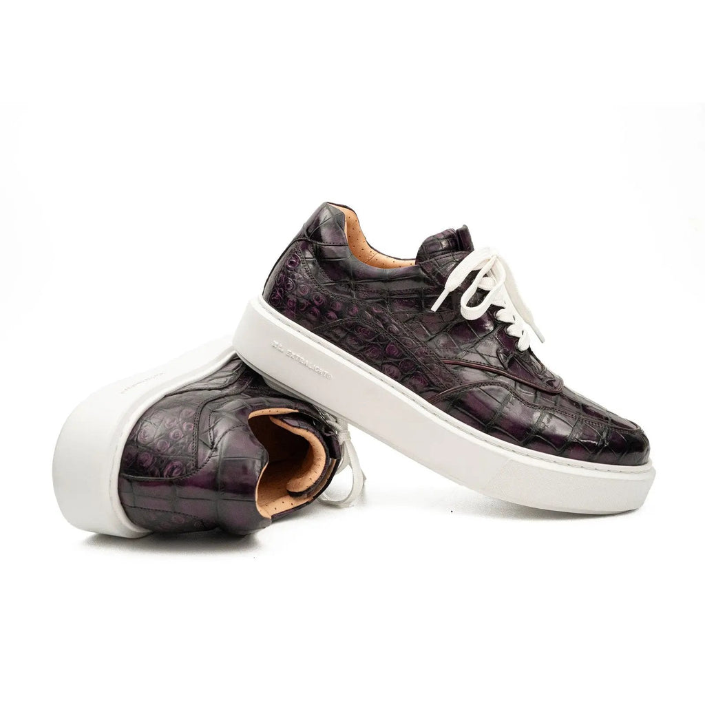 Dark Purple Textured Low-Top Sneaker