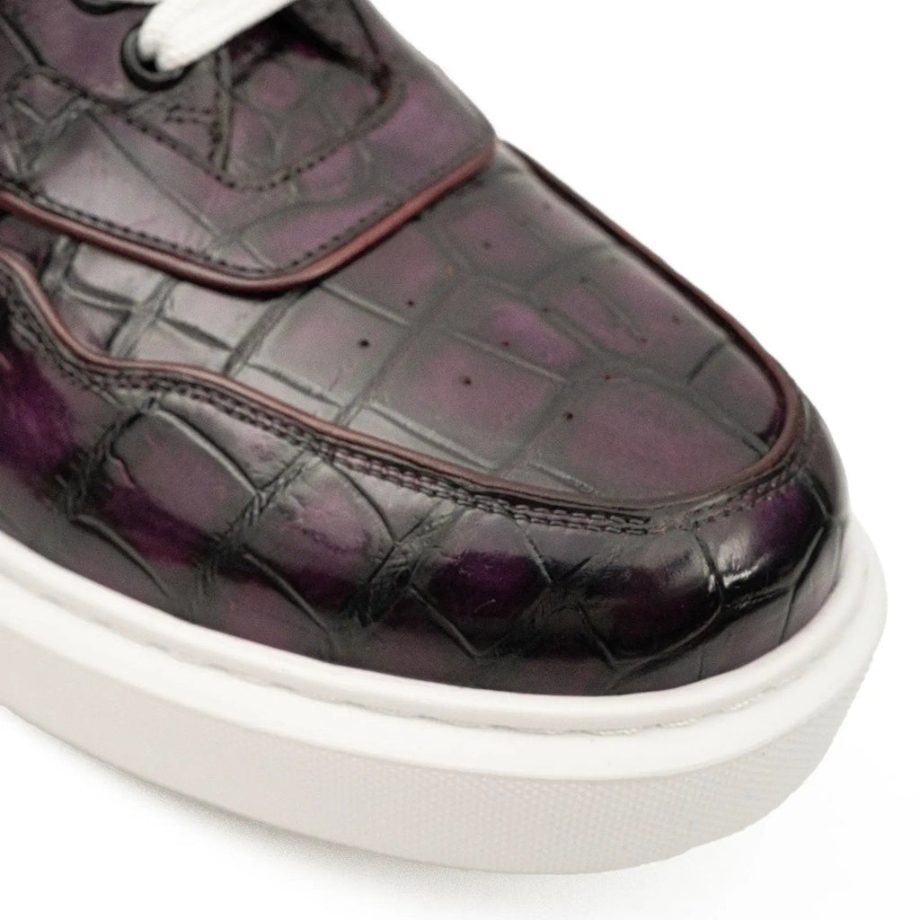 Dark Purple Textured Low-Top Sneaker