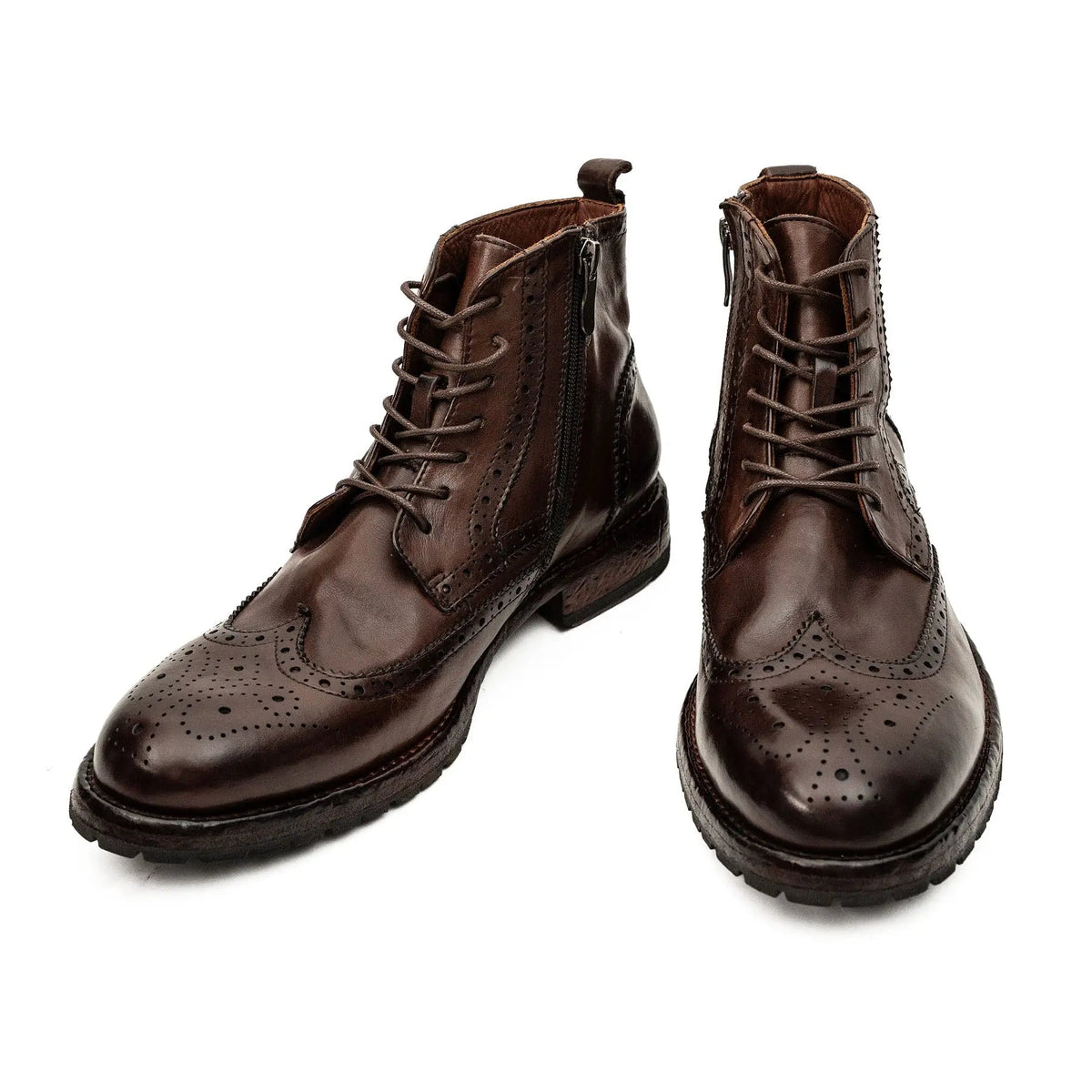 Dark Brown Brogue Combat Boot DIVINCH
