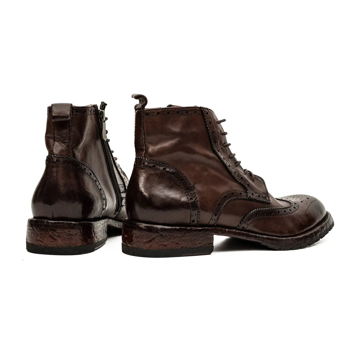 Dark Brown Brogue Combat Boot DIVINCH
