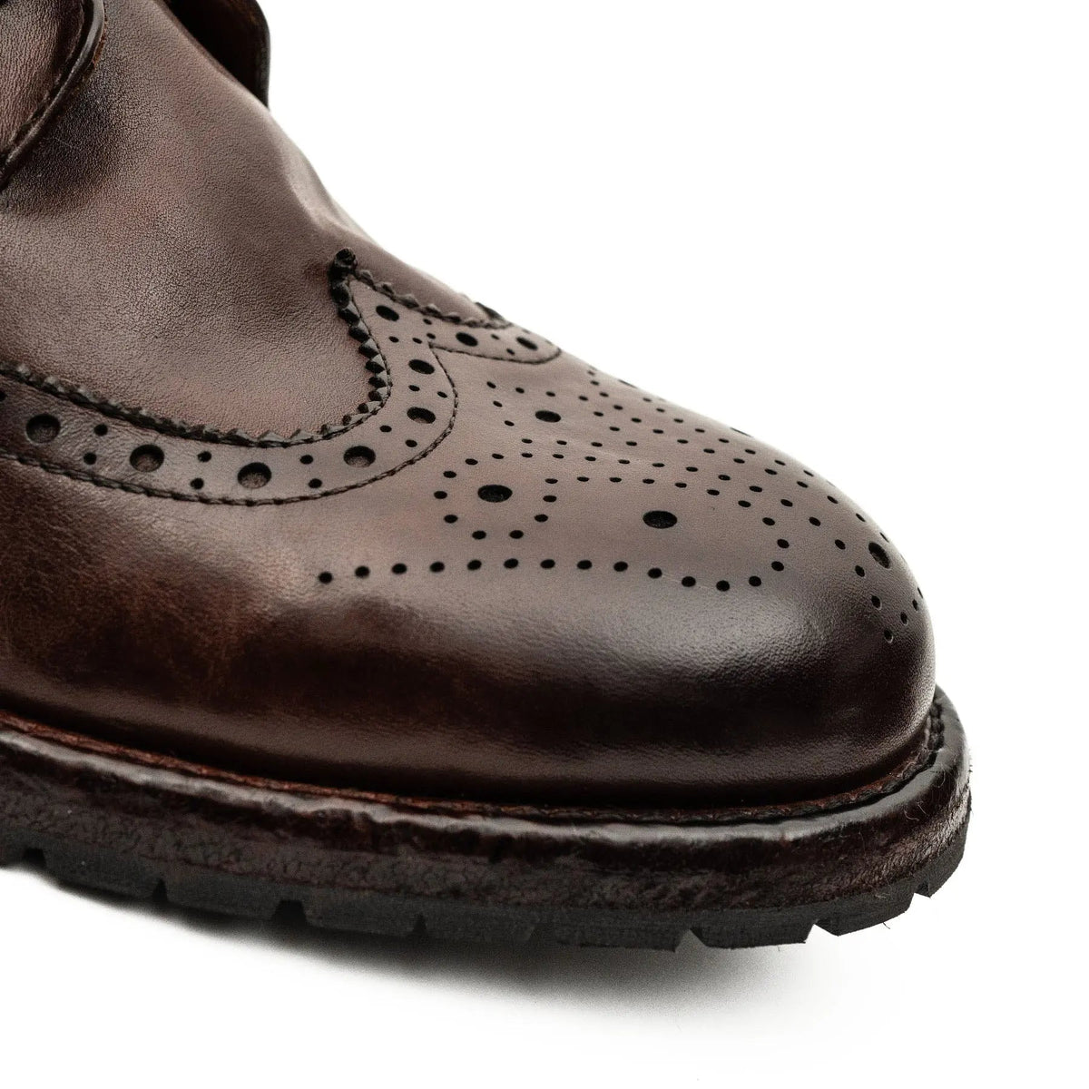 Dark Brown Brogue Combat Boot DIVINCH