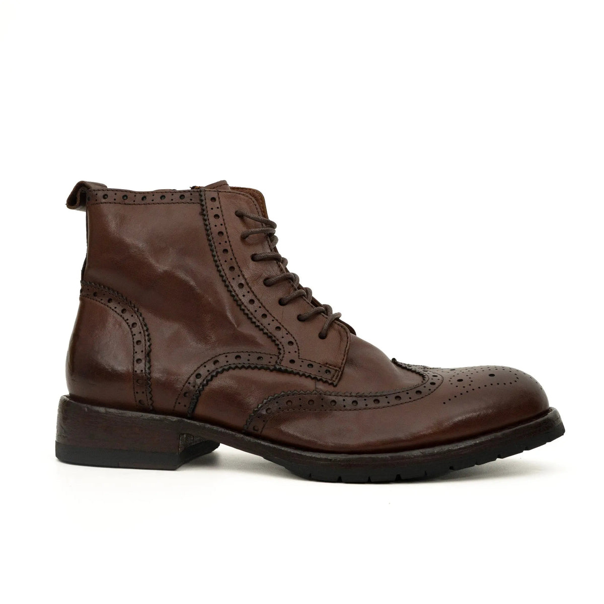 Dark Brown Brogue Combat Boot DIVINCH