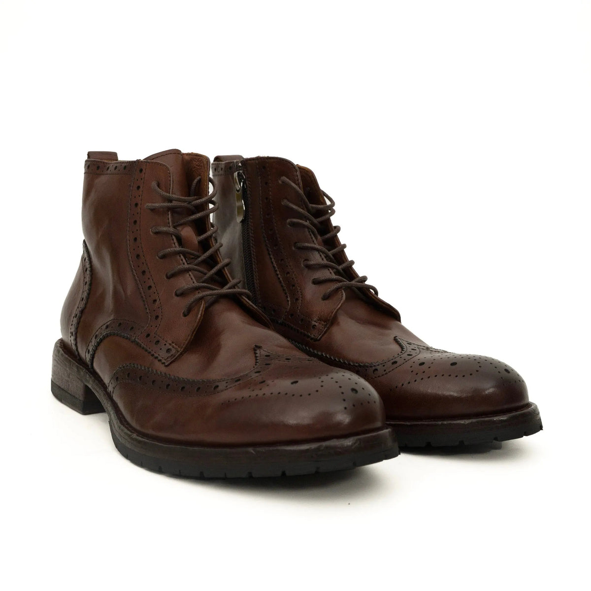 Dark Brown Brogue Combat Boot DIVINCH