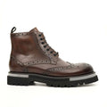 Dark Brown Brogue Lace-Up Ankle Boots DIVINCH