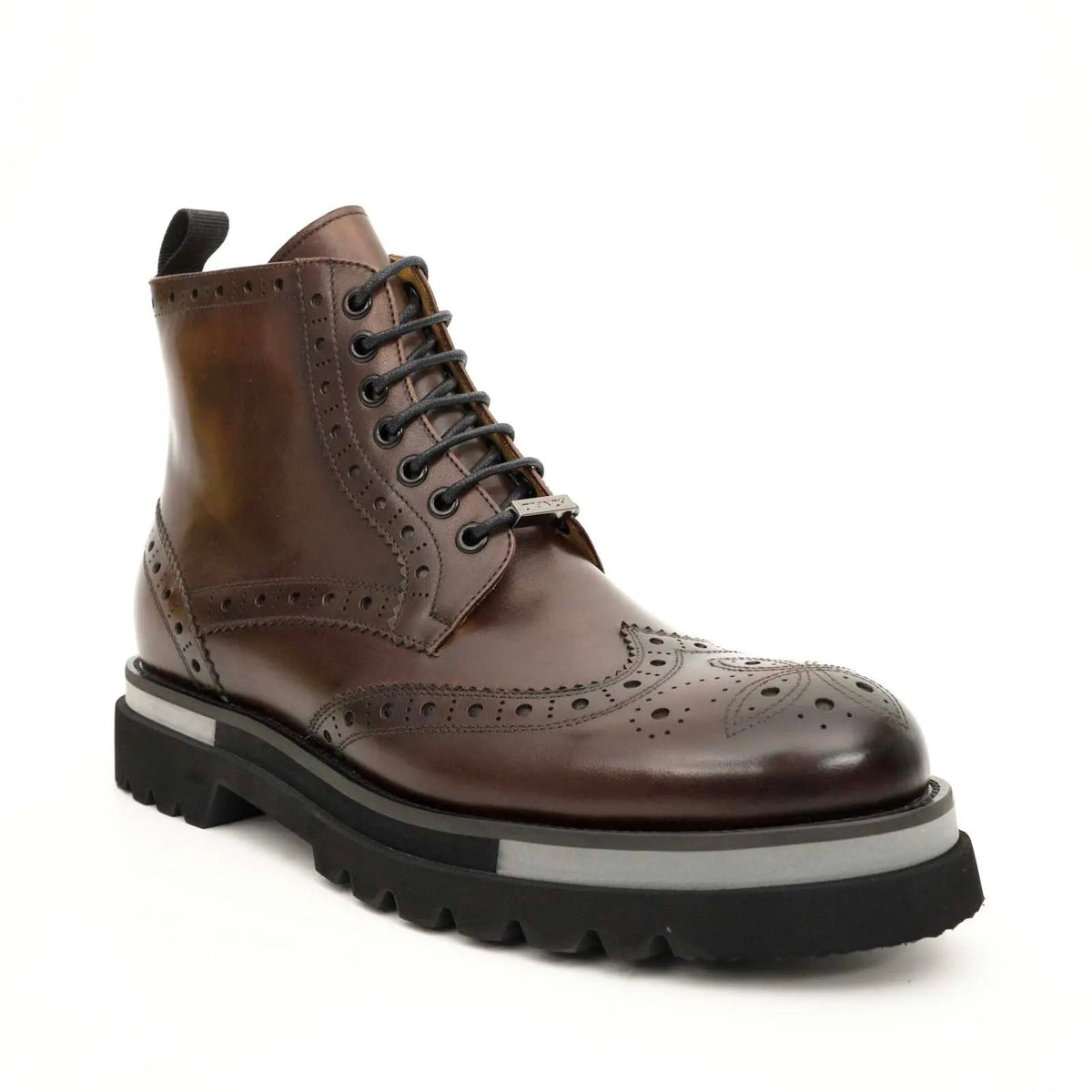 Dark Brown Brogue Lace-Up Ankle Boots DIVINCH
