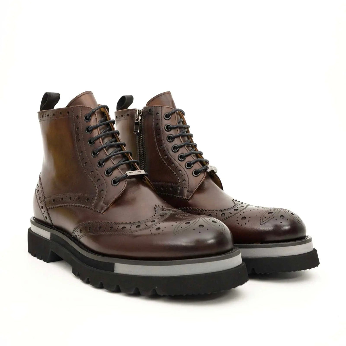 Dark Brown Brogue Lace-Up Ankle Boots DIVINCH