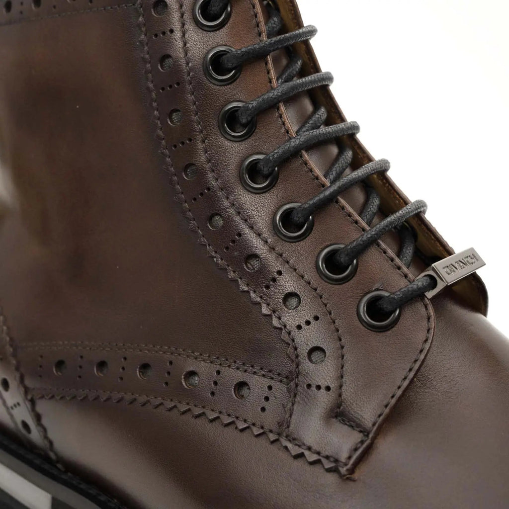Dark Brown Brogue Lace-Up Ankle Boots DIVINCH