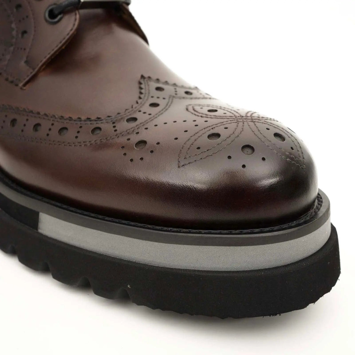 Dark Brown Brogue Lace-Up Ankle Boots DIVINCH