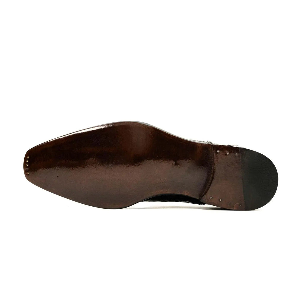 Dark Brown Crocodile Cap-Toe Oxfords DIVINCH